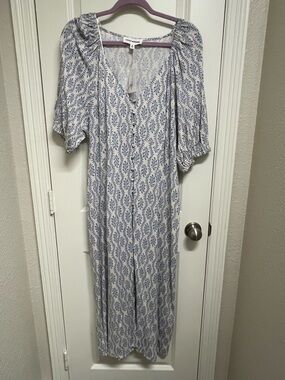 NWT - Lucky Brand Blue Floral Print Maxi Dress w/ Button Details - Size XL